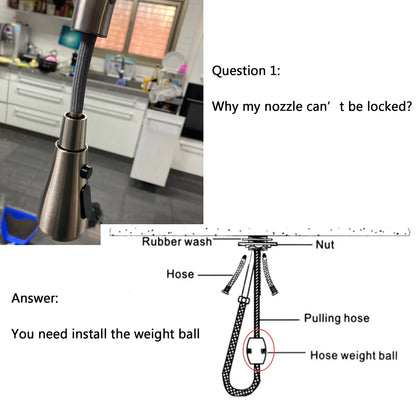 Black Flexible Pull Out Kitchen Faucet Stainless Steel 2 Modes Nozzle Faucets 360 Degree Rotating Hot Cold Water Sink Mixer Tap