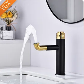 VGX Kitchen Faucet with Pull Down Sprayer Single Handle Mixer for Basin 360° Rotating Spring Style Taps Brass Chrome Gold Black