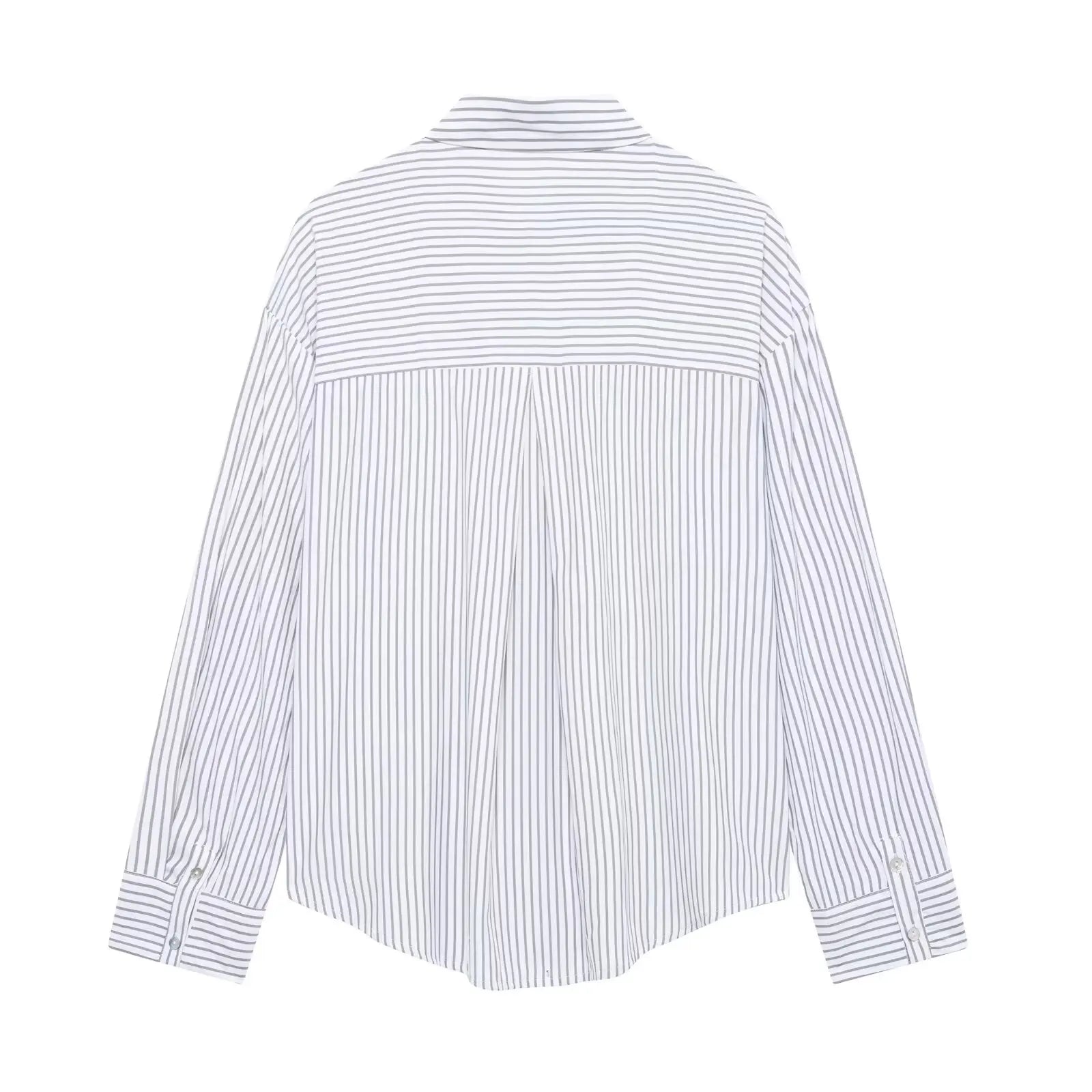Women 2025 Spring New Chic Fashion Loose Striped Shirt Vintage Long Sleeve Casual Female Shirts Blusas Chic Tops.
