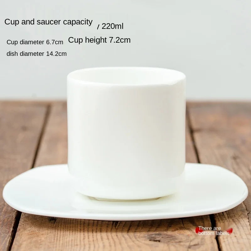 Pure White Bone China Coffee Cup Ceramic Simple Nordic Latte Cups Creative Fancy Afternoon Tea Cafe Coffee Cup and Saucer Spoon.