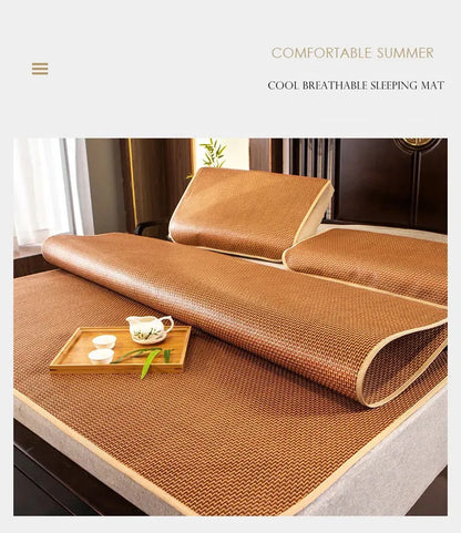 WOSTAR Summer bamboo rattan cooling mattress cool ice sleeping mat single double bed family cold sheet protection pad king size.