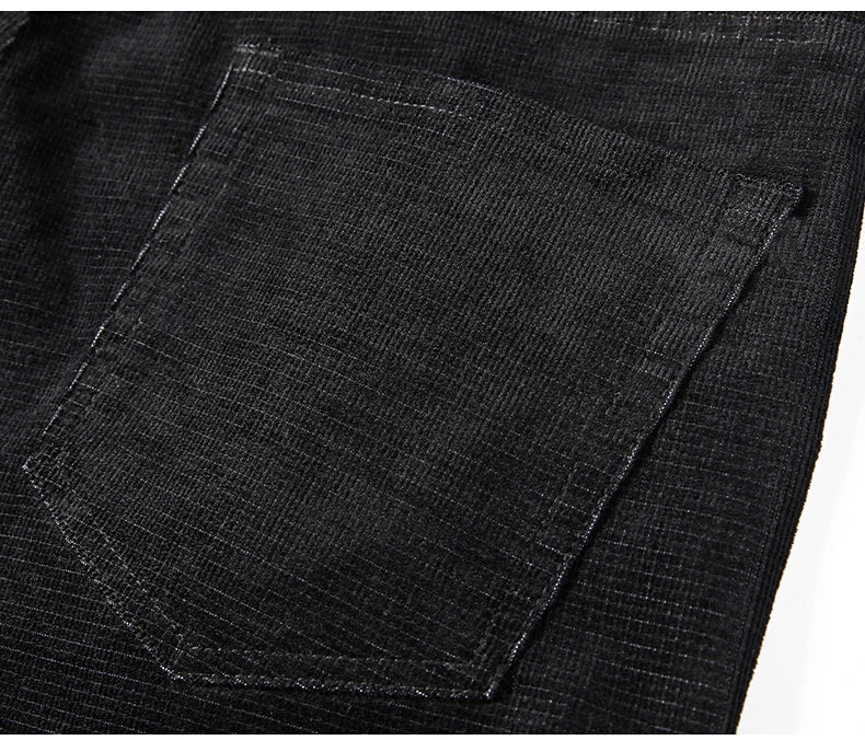 Spring Autumn New Men Pants Corduroy Fabric Comfortable Soft Casual Business Office Male Trousers Khaki Apricot Black Blue.