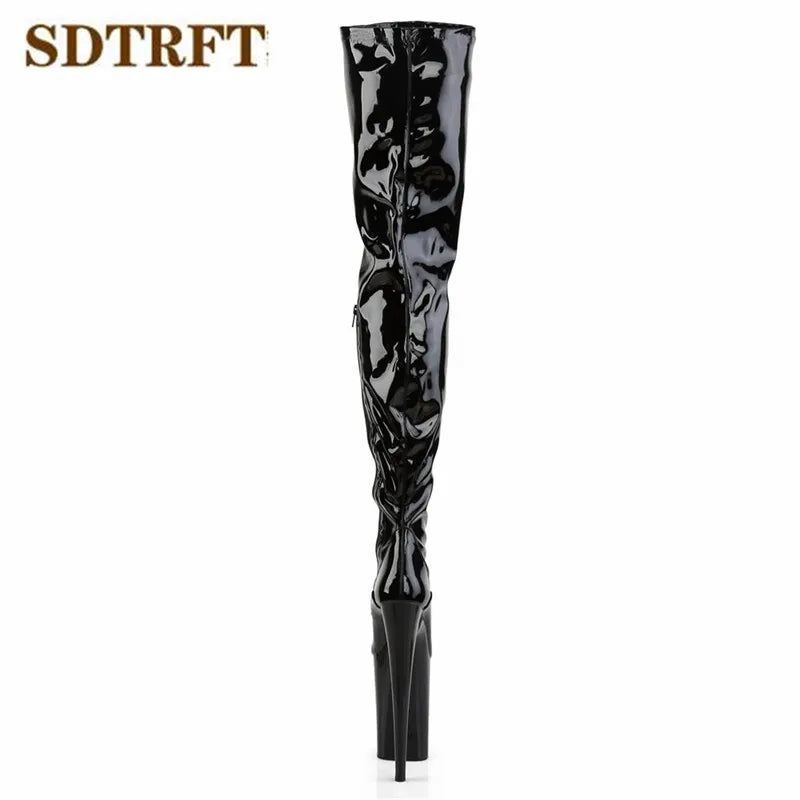 SDTRFT Spring Autumn Fashion Botas Mujer 23cm Thin High Heels Over The Knee Boots Round Toe Lace Up Shoes Woman Wedding Pumps.