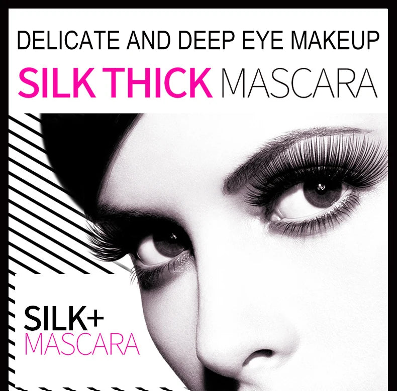 Silk Mascara 1+1 4D Fiber Cosmetics 3D Mascara Eyelashes Lengthening Full Professional Makeup Eyelash False Eyelashes.