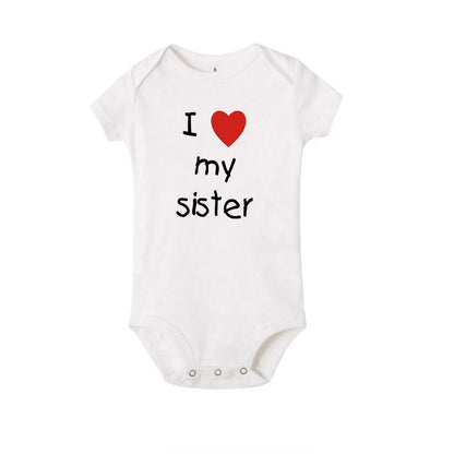 Ich liebe meine Schwester Bruder Zwillinge Baby Kurzarm Body Neugeborene Baby Jungen Mädchen Säugling Sommer Strampler Kleidung Overall Geschenke.