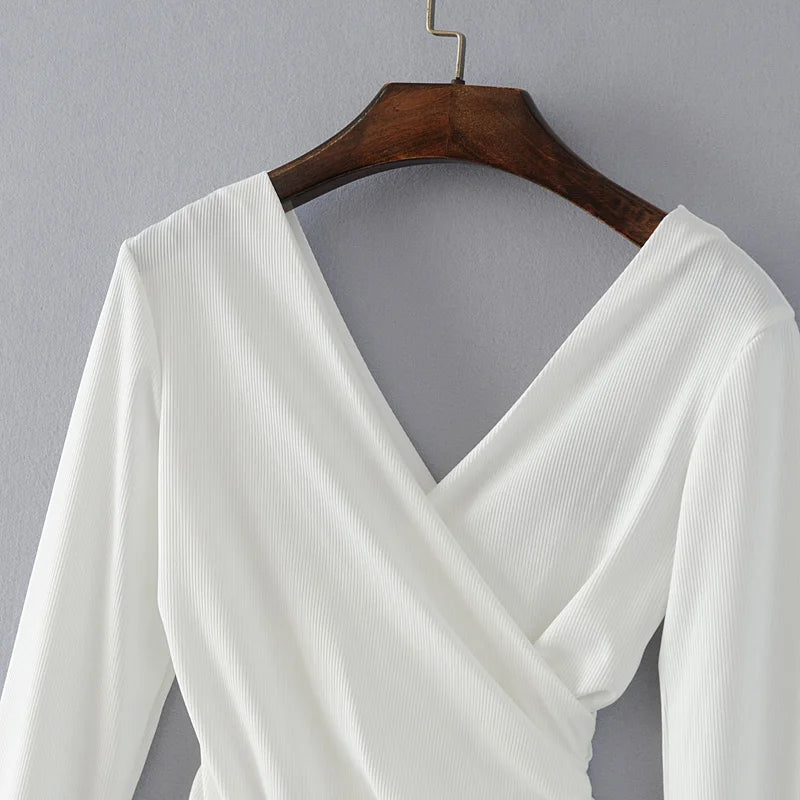 Fashion Long Sleeve Bodysuit Women Slim Sexy Backless Tops And Blouses Casual Black White Shirt Body Femme Monos Mujer 2022 New.