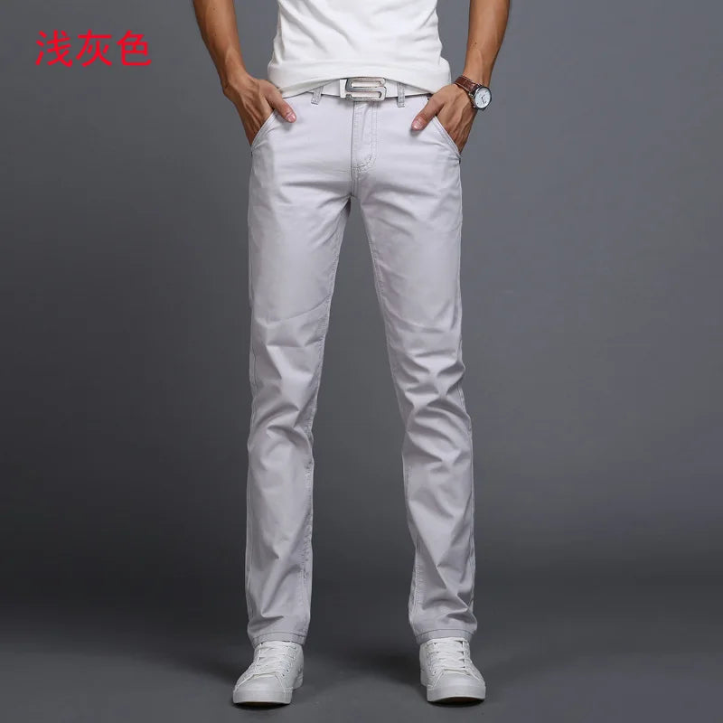 2022 Spring summer New Casual Pants Men Cotton Slim Fit Chinos Fashion Trousers Male Brand Clothing 9 colors Plus Size 28-38
