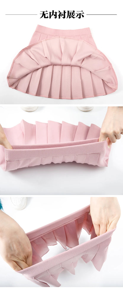 Harajuku Skirt No Panties Pleated Elastic High Waist Cosplay Sexy Goth Kawaii Punk Y2k Clothes Faldas Largas Korean Style.