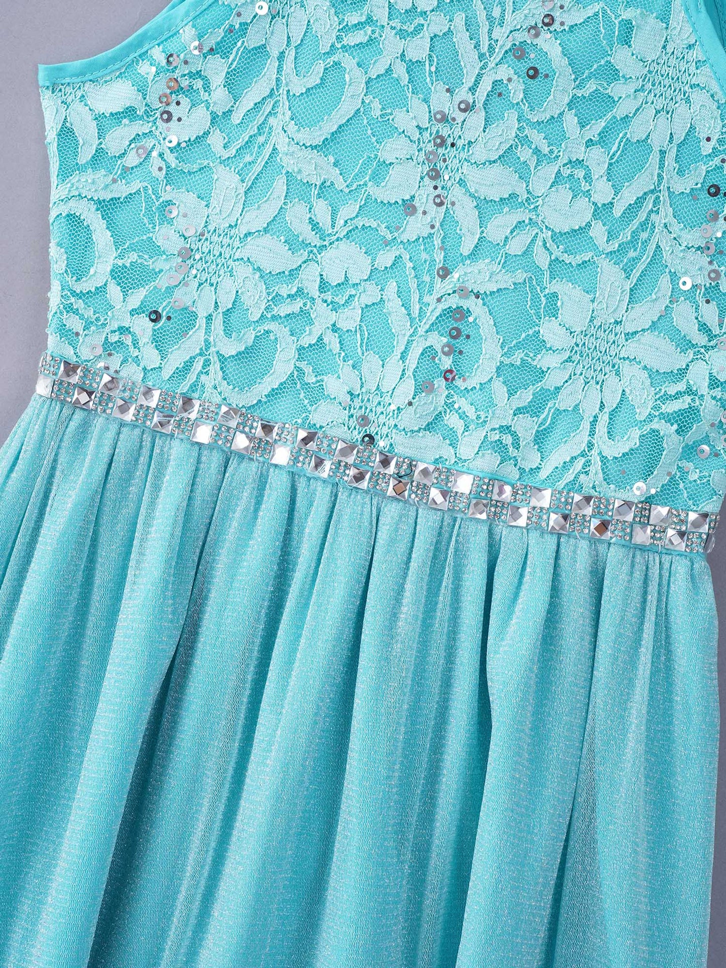 Iiniim Teen Mädchen Ärmellose Pailletten Floral Spitze Glänzenden Kleid Vestido de festa für Hochzeit Formale Geburtstag Party Sommer Kleider.