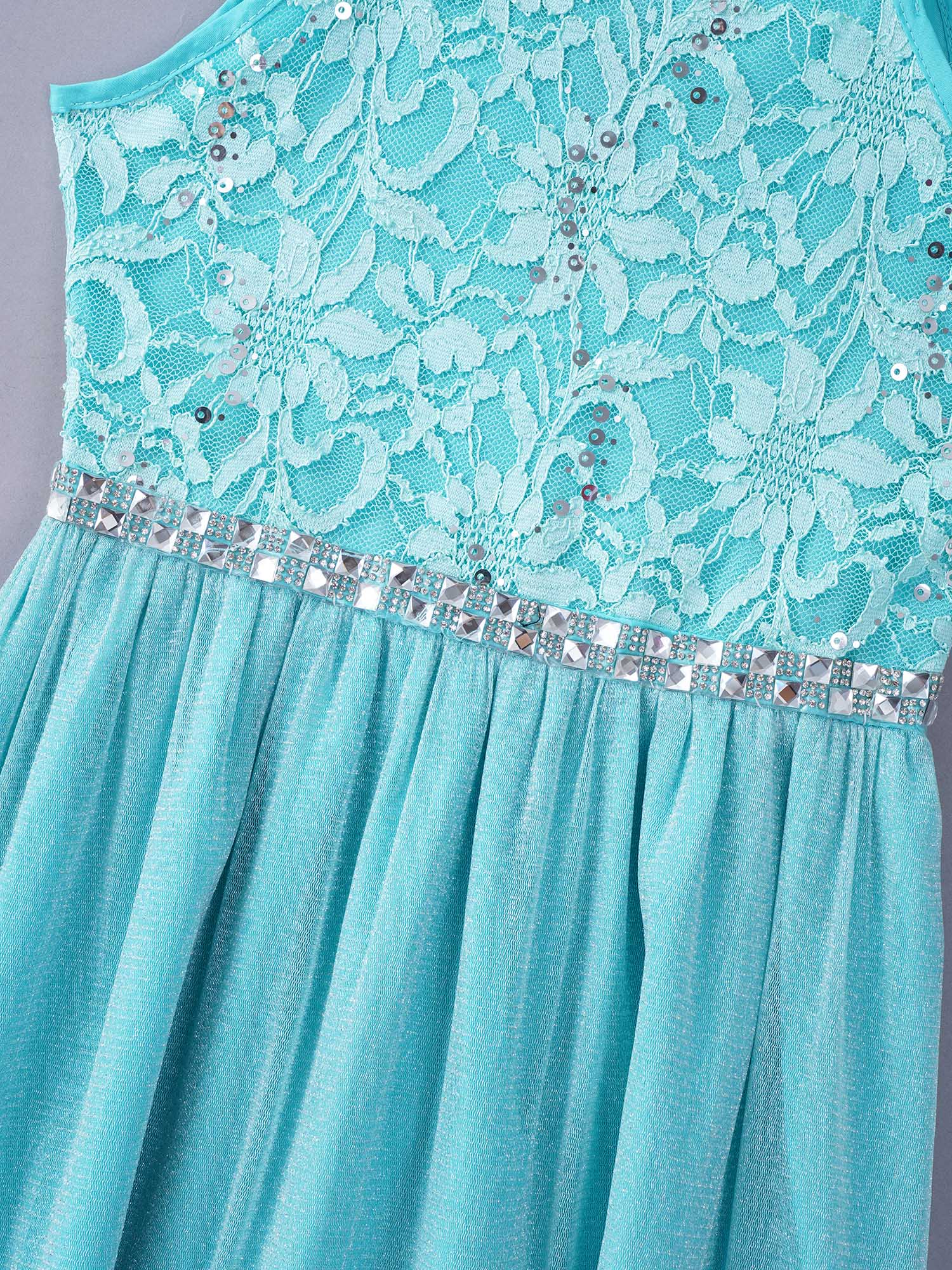 Iiniim Teen Mädchen Ärmellose Pailletten Floral Spitze Glänzenden Kleid Vestido de festa für Hochzeit Formale Geburtstag Party Sommer Kleider.