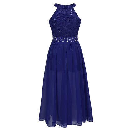 Kinder Mädchen Ärmellose Blumen Spitze Strass Party Kleid Dance Strampler für Schule Pageant Geburtstag Hochzeit Bühne Leistung