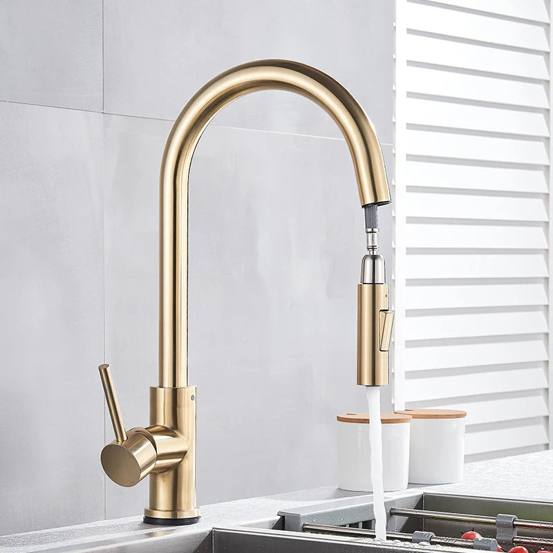 Pull Out Touch Sensor Kitchen Faucet 360 Rotation Smart Kitchen Faucet Sensor Tap Faucet Single Handle Mixer Tap