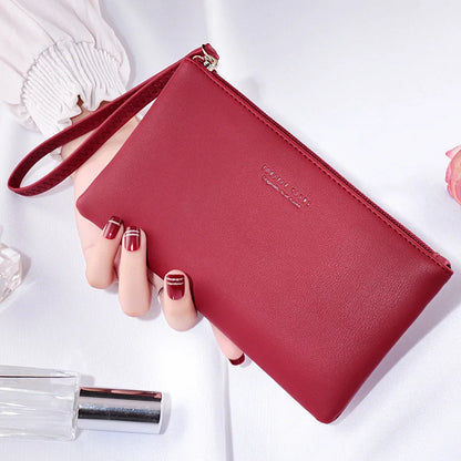 New mobile phone bag female long zipper coin purse female Korean version of pure color wild card bag mobile phone bag wallet.