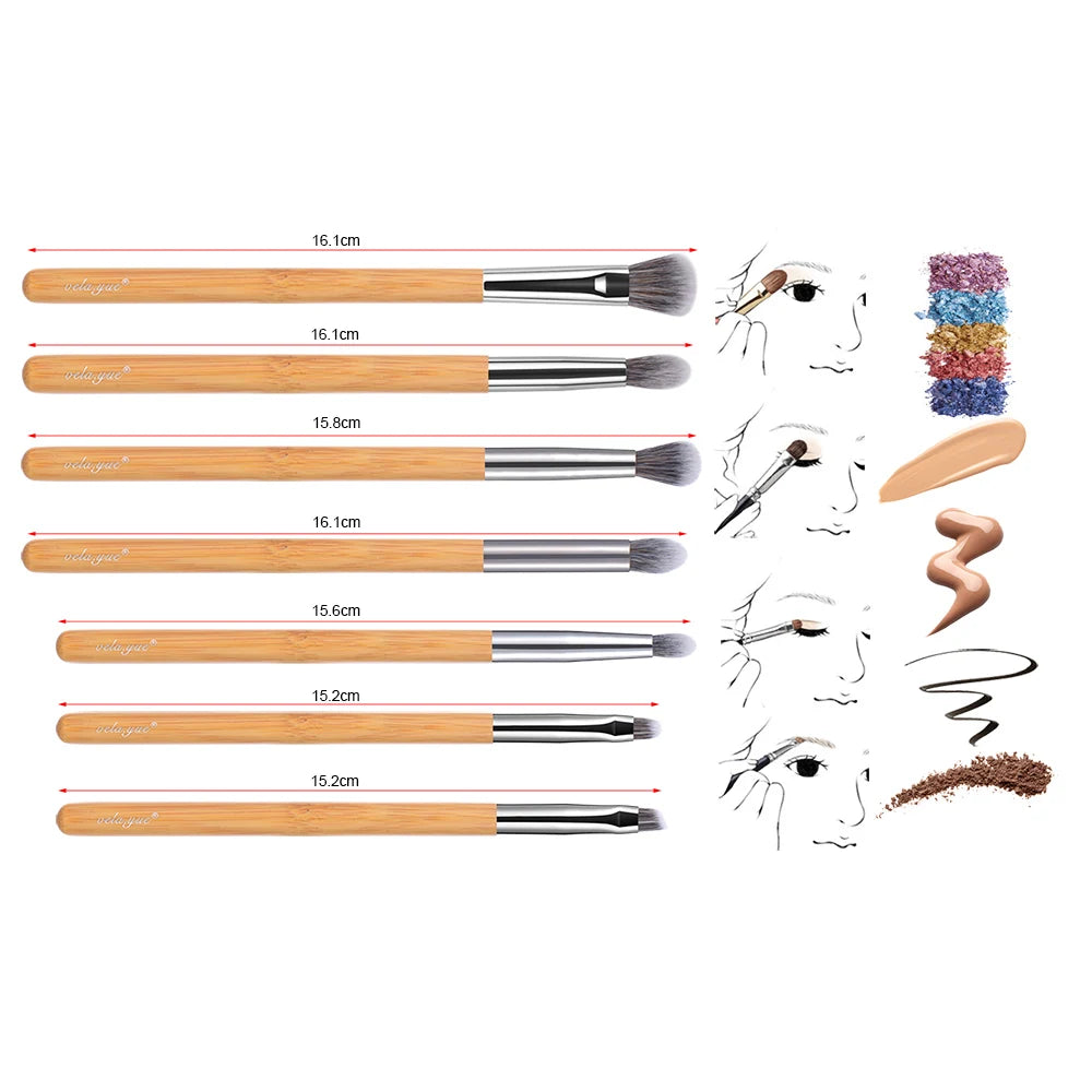 Vela.Yue Premium Makeup Brush Set 7pcs Eyes Shadow Smudge Blending Contour Eyeliner Eyebrow Makeup Applicator Tools Kit.