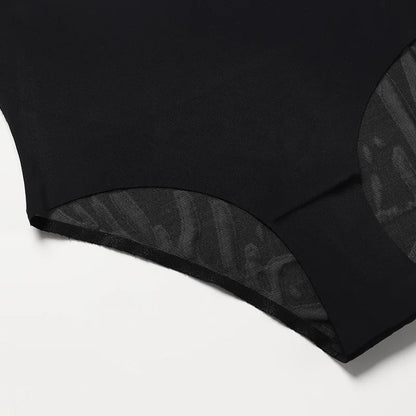 European American Plus Size Women's High Waist Ice Silk Trousers Firm Nylon Briefs Traceless Lace Stitching Thin Body Shaping.