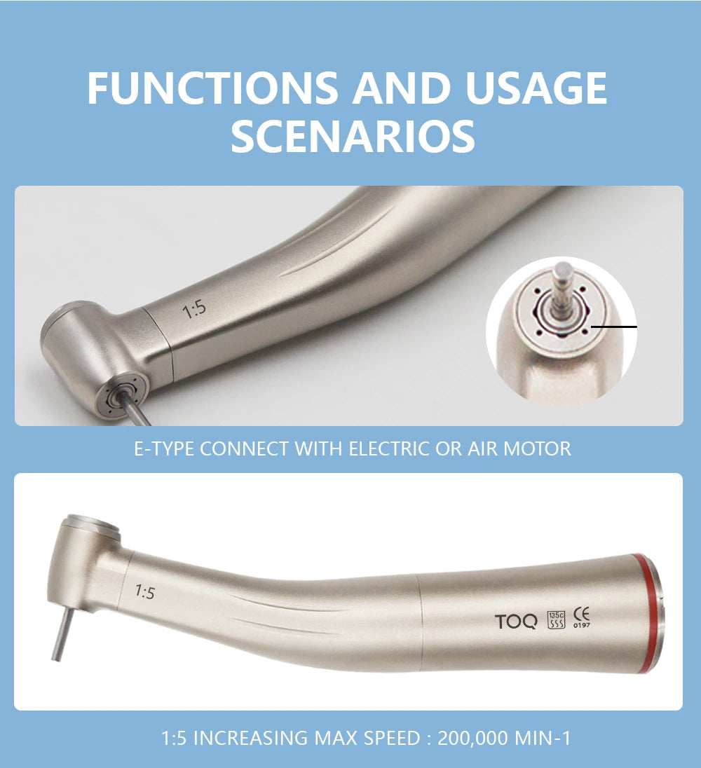 Dental Factory equipment increasing red ring 1:5 with light contra angle handpiece Push Button dental handpiece medical suppl.