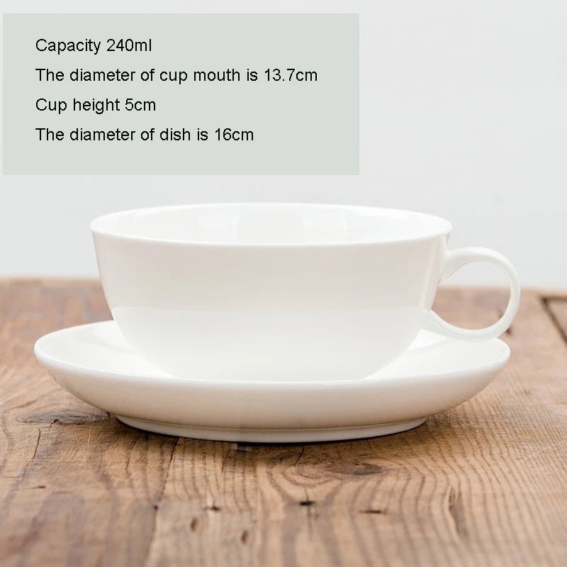 Pure White Bone China Coffee Cup Ceramic Simple Nordic Latte Cups Creative Fancy Afternoon Tea Cafe Coffee Cup and Saucer Spoon