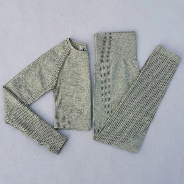 Women Seamless Yoga Set Fitness Clothing Sportswear Woman Gym Leggings Push up legging Cropped Shirts Sports Suits