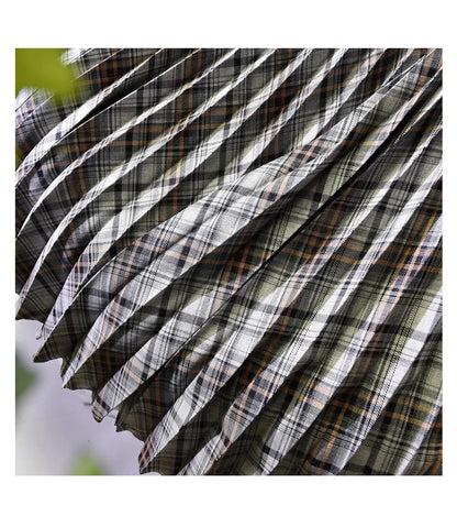 Looks Thin Pleated Skirt 2025 New High Waist A-line Skirt Mid-length Big Size Plaid Skirt Long Pleated Skirt Length 75-90cm