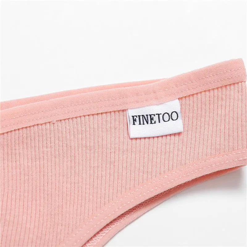 FINETOO 3/5Pcs Cotton Brazilian Panties Women's Panties Sexy V Waist T-Back Underwear Female Soft Underpants Lady Bikini Lingeri.