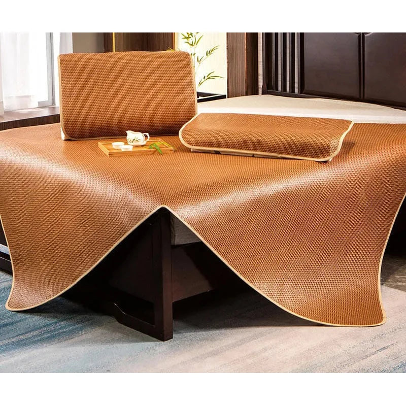 WOSTAR Summer bamboo rattan cooling mattress cool ice sleeping mat single double bed family cold sheet protection pad king size.