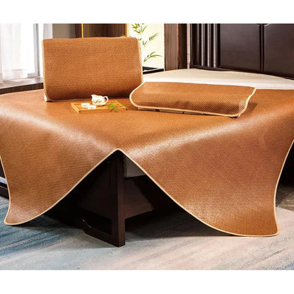 WOSTAR Summer bamboo rattan cooling mattress cool ice sleeping mat single double bed family cold sheet protection pad king size.