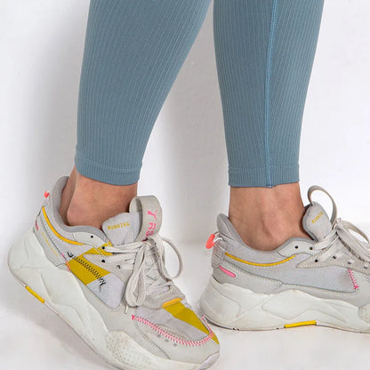 Ribbed Yoga Pants High Waisted Gym Leggings Sport Women Fitness Seamless Female Legging Tummy Control Running Training Tights