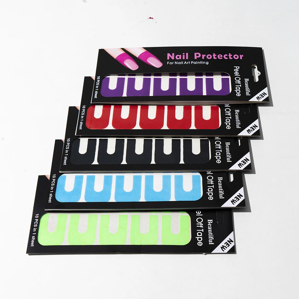 10/20/50 Pcs U-shape Spill-proof Anti-overflow Nail Polish Paint Varnish Peel Off Tape Finger Cover Nail Protector Stickers.