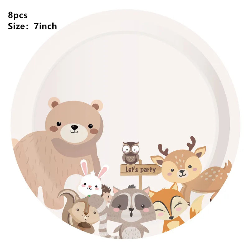 Dschungel Thema Partei Dekor Versorgung Einweg Geschirr Set Wald Tier Fuchs Hedgehog Ballon Baby Dusche Kid Geburtstag Kuchen Topper.
