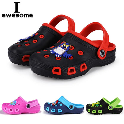 EUR24-35 Children Mules Clogs Kids Summer Garden Cute Cartoons Shoes Girl Boy Beach Shoes Candy Color Hole Baby Shoes Sandals.