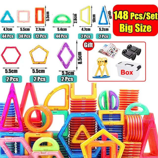 30-168PCS Medium Size Magnetic Building Blocks Magnet Designer Construction Set Montessori Educational Toys For Kids Gifts