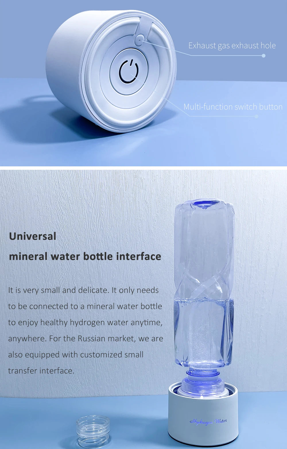 Max 3000ppb Hydrogen Rich Water Generator- 3 in 1 use(Breath with tube) DuPont SPE+PEM Dual Chamber H2 electrolysis Water Bottle.