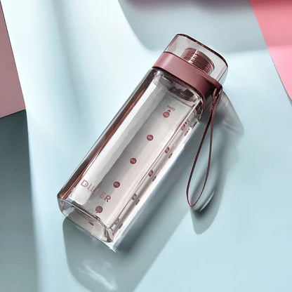 Fashion Square Frosted Plastic Water Bottle Portable Leakproof Transparent Gym Bottle Outdoor Sport Direct Drinking Cup BPA Free