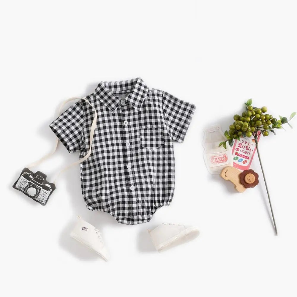Sanlutoz Sommer Baby Jungen Bodys Baumwolle Baby Kleidung Plaid Mode Kurzarm Kleinkinder Kleidung Casual.