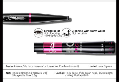 Silk Mascara 1+1 4D Fiber Cosmetics 3D Mascara Eyelashes Lengthening Full Professional Makeup Eyelash False Eyelashes.