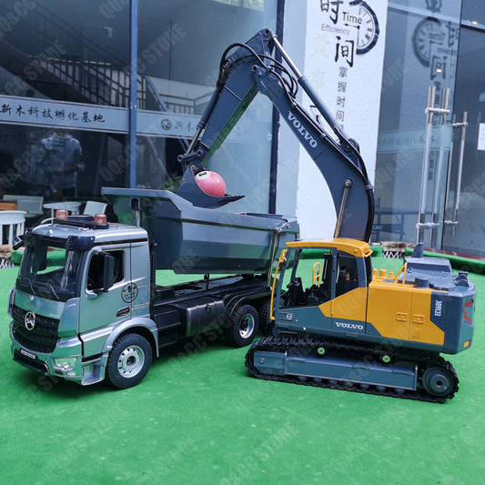 Double E E598 Large Rc Excavator 1/16 3in1 Alloy Truck E590 Remote Control Engineering Vehicle Toy Model For Boys Kids Gift.