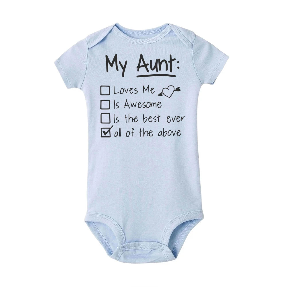 Meine Tante liebt mich und toller Sommer-Body für Kleinkinder, Hipster-Overall, trendiger Body für Neugeborene.