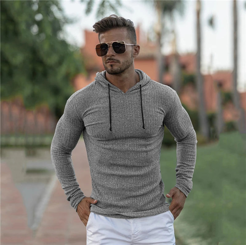 New Fashion Winter Hooded Sweater Men Warm Turtleneck Mens Sweaters Slim Fit Pullover Men Classic Sweter Men Knitwear Pull Homme.