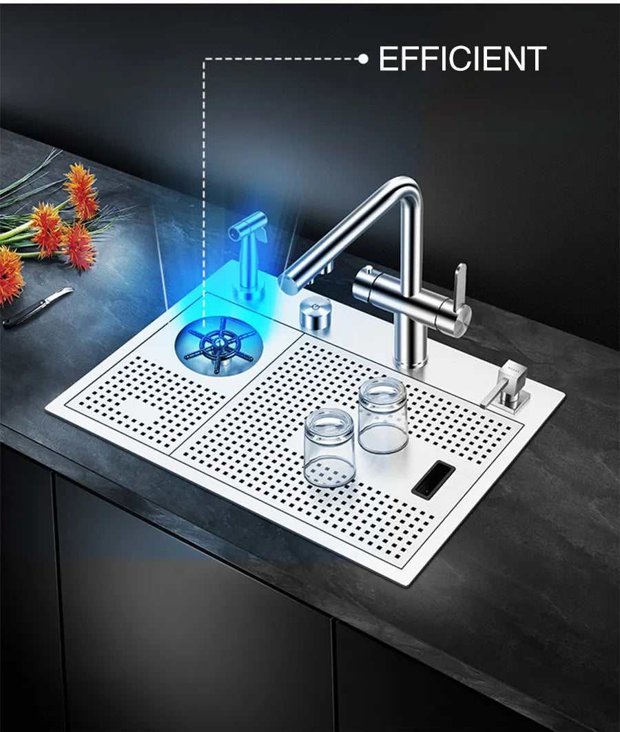 ASRAS Island Hidden kitchen Sink 304 Stainless Steel 4mm Thickness Handmade Brushed Sink High Pressure Cup Washer kitchen Sinks