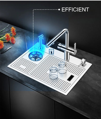 ASRAS Island Hidden kitchen Sink 304 Stainless Steel 4mm Thickness Handmade Brushed Sink High Pressure Cup Washer kitchen Sinks