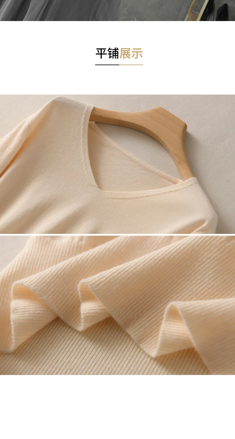 Frauen Pullover Herbst Winter V-ausschnitt Strickwaren Lange Hülse Lose Kaschmir Pullover Pullover Dame Günstige Qualität Jumper Gestrickte Tops