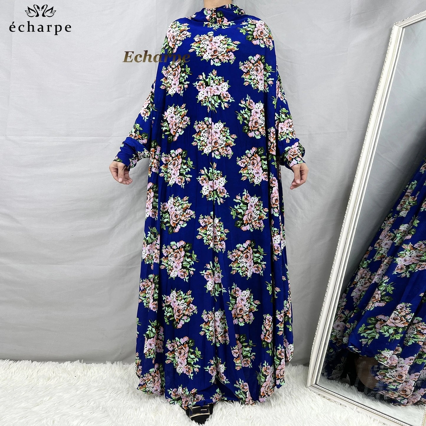 1 Pieces Muslim Hijabs Dress Women's Prayer Garment Dubai Abaya Arab Jibab Islam Flowers Djellaba Femmel Khimar Caftan Clothes