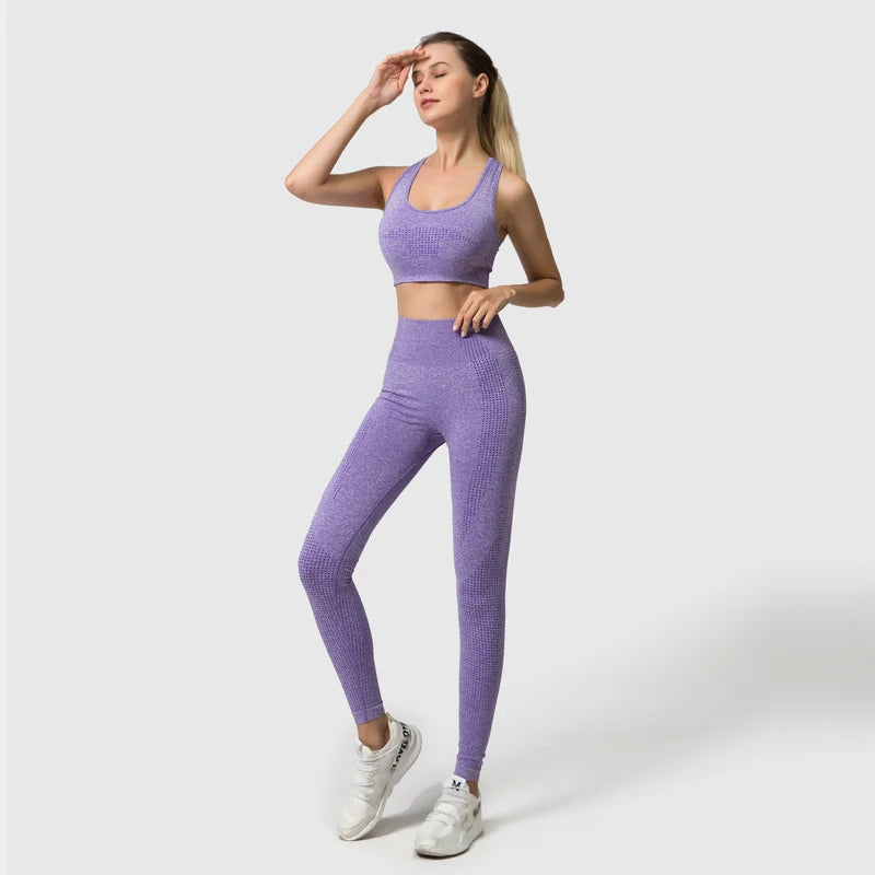 2/3/5PCS Seamless Women Yoga Set Workout Sportswear Gym Clothing Fitness Long Sleeve Crop Top High Waist Leggings Sports Suits.