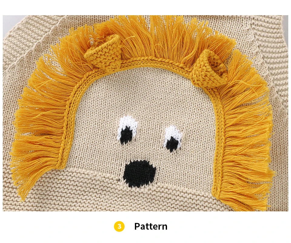 Baby-Body, niedlicher Cartoon-Löwe, Kleinkind-Säuglings-Onesies, 100 % Baumwolle, gestrickt, für Neugeborene, Kinder, Kleidung, einteiliger Overall, ärmellos.