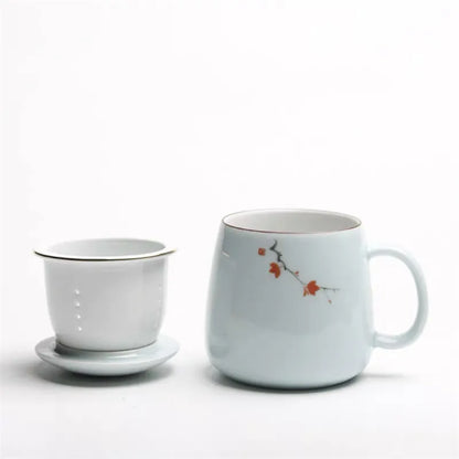 Ceramic Filter Teacup Simple Large Capacity Couple Drinkware Household Coffee Mug with Lid Porcelain Office Tea Separation Cup