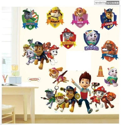 Disney 3D Cartoon  Pawed Wall Stickers For Kids Rooms Living Room Boys Girls Children Bedroom DIY Home Decor Patroling Car