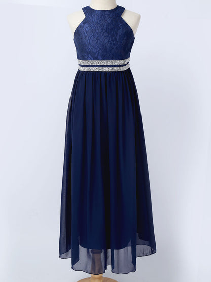 Iiniim Teen Mädchen Ärmellose Pailletten Floral Spitze Glänzenden Kleid Vestido de festa für Hochzeit Formale Geburtstag Party Sommer Kleider