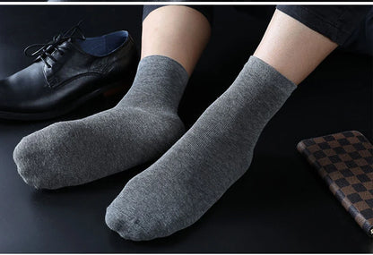 HSS 5/10 Pairs Men's Cotton Blend Socks Black Business Men Socks Soft Breathable Summer Winter for Male Socks Plus Size (6.5-14)