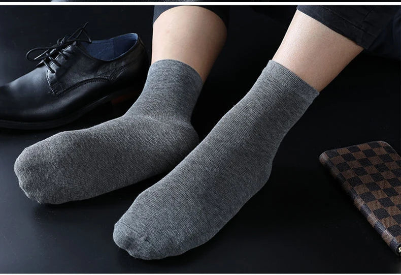 Box Pack Men's Cotton Socks 10Pairs/Box Black Business Men Socks Soft Breathable Summer Winter for Man Boy's Gift Size EUR39-45