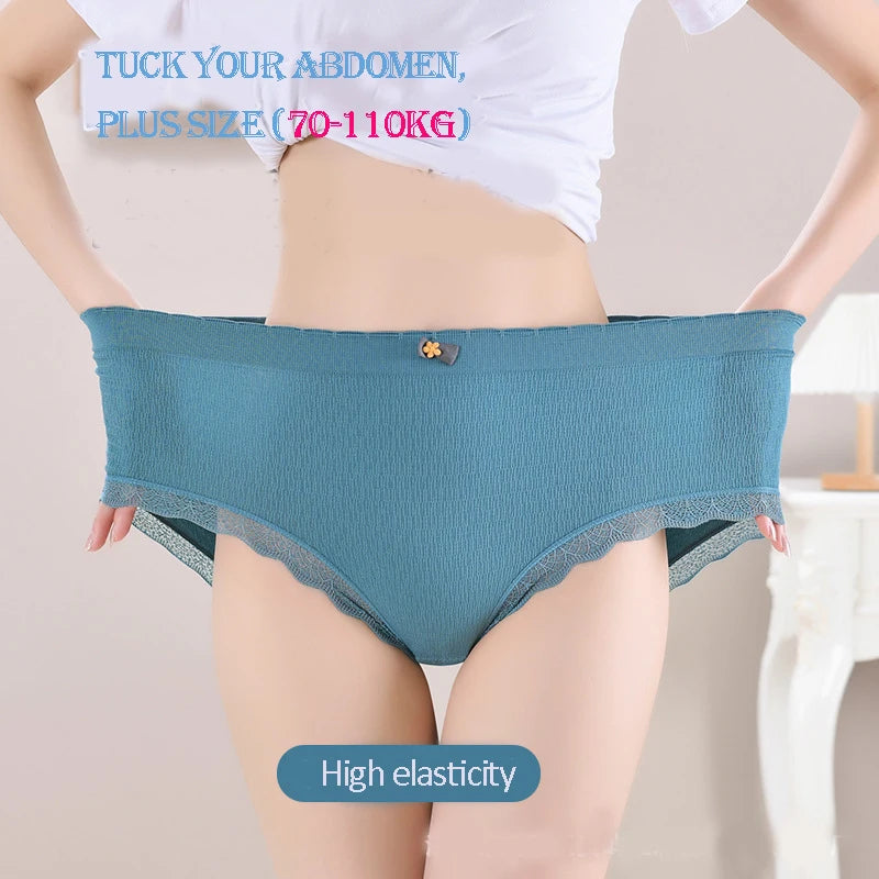4Pcs Plus Size Underwear Women's Panties High Waist Sexy Panties Seamless Briefs Female Girls Lingerie Graphene Pantys Ladies.